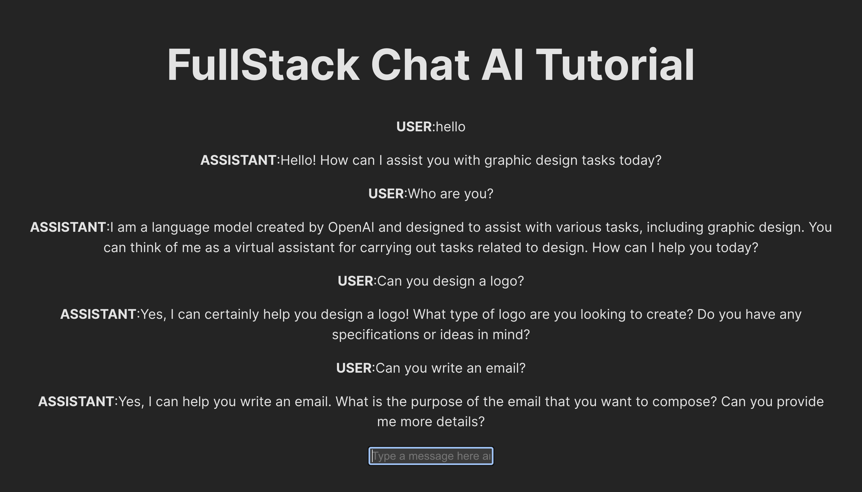 Fullstack Chat UI before Styling